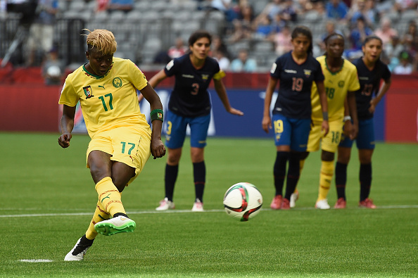 during the  FIFA Women's World Cup 2015 Group C match between Cameroon and Ecuador at BC Place Stadium on June 8, 2015 in Vancouver, Canada.