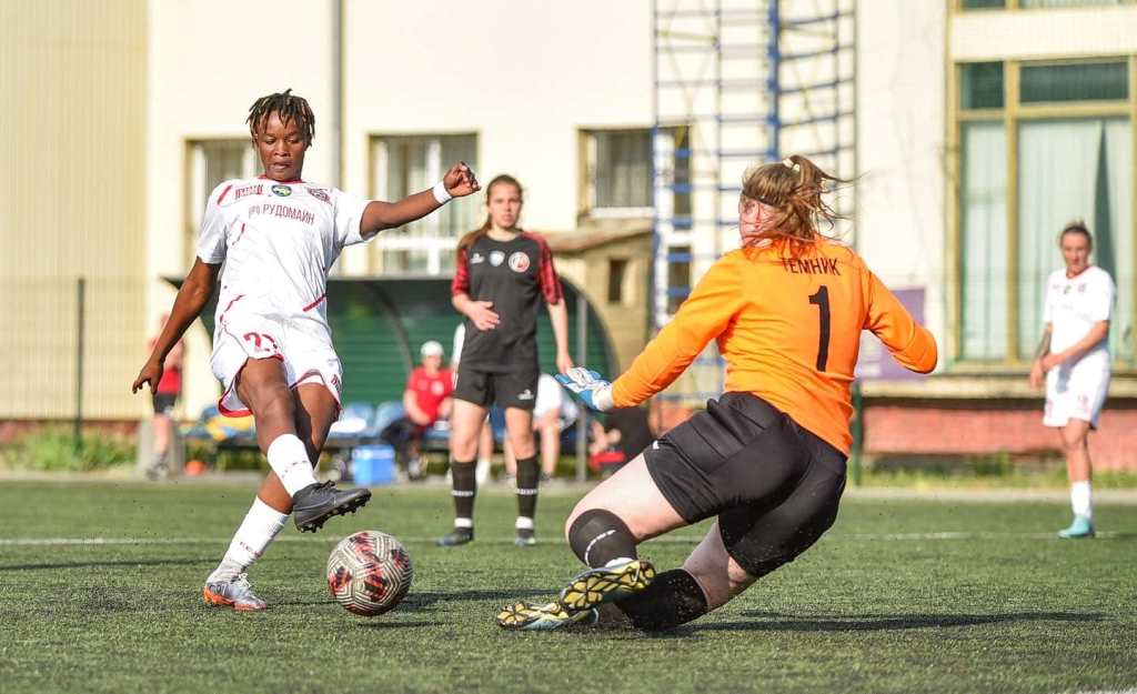 Cynthia Shilwatso scored a hat-trick and provided assists on her full Ukrainian league debut for FC Kryvbas.